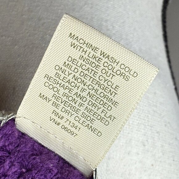 LL Bean Waffle Knit Sweater Women's Sz L Purple Cowl Neck Warm Winter Cozy Cabin - Picture 6 of 7